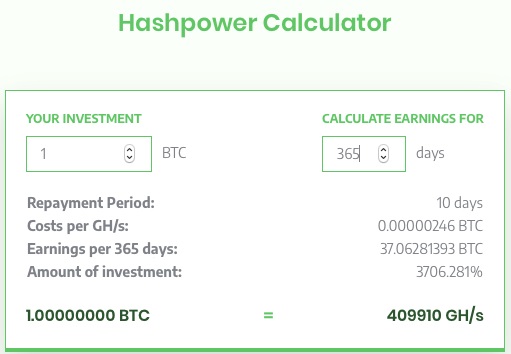 btc hash power calculator